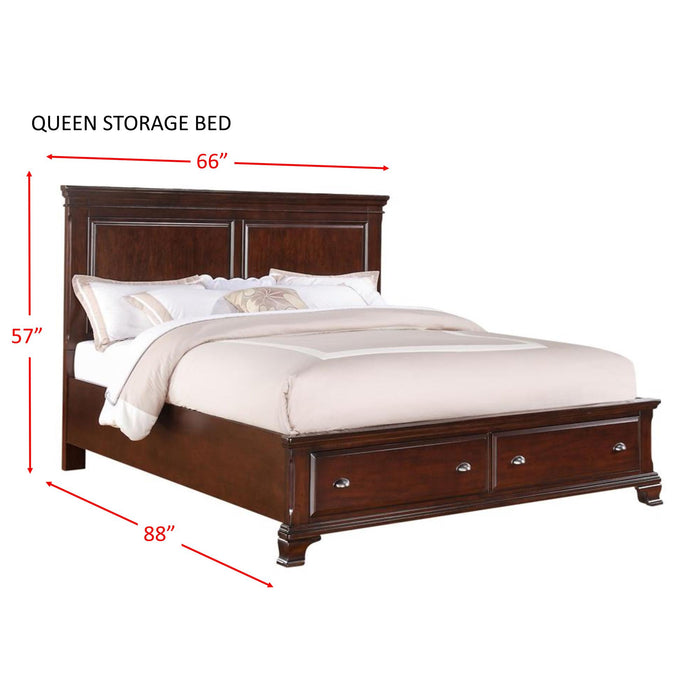 Canton Cherry Queen Storage Bed