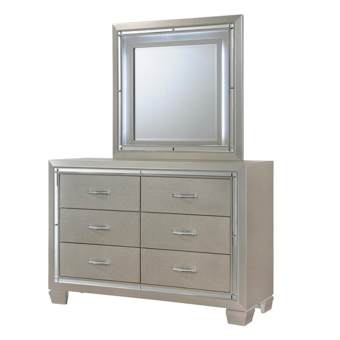 Platinum Youth Dresser & Mirror w/ LED Light Set