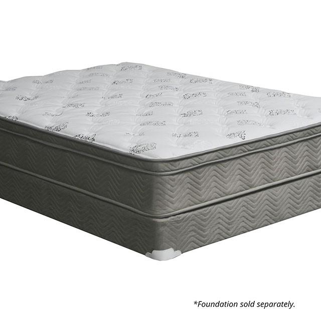 ALEKSA White, Gray 11" Euro Top Mattress, Cal.King, E.King, Full, & Queen