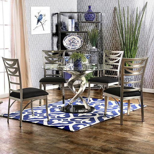 ROXO Silver/Black Round Dining Table image