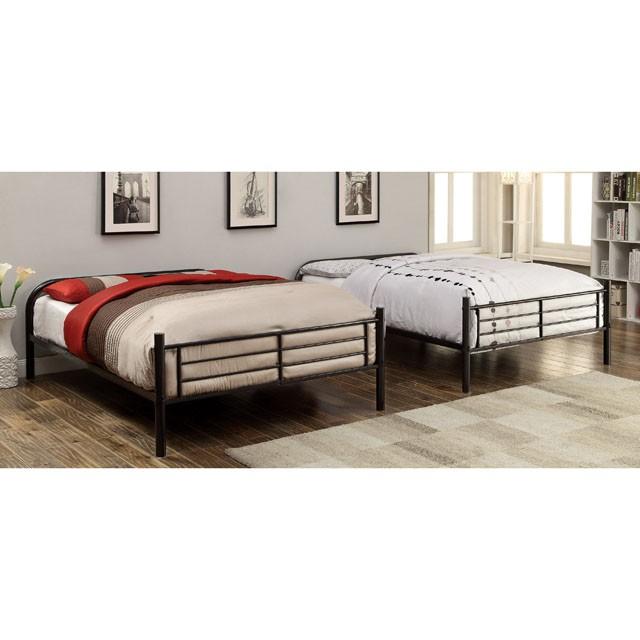 BROCKET Black Metal Full/Full Bunk Bed