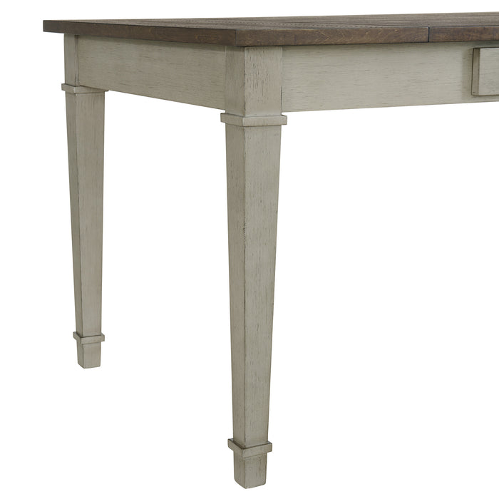 Farmington Standard Height Dining Set in Medium Brown and Washed Stone-Rectangular Table and Four Chairs