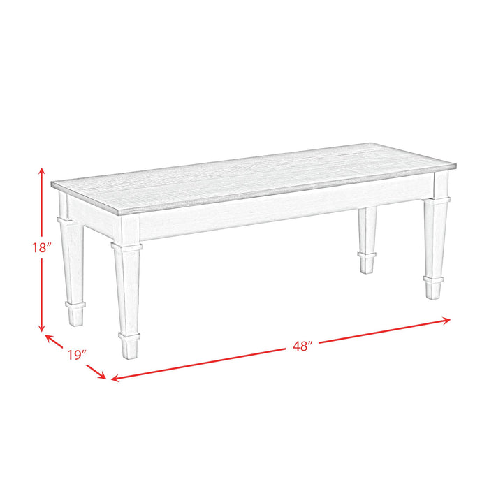 Farmington Storage Dining Bench in Medium Brown and Washed Stone