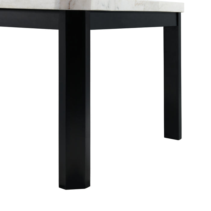Francesca White Marble Square 5PC Counter Height Dining Set-Table & Four Grey Velvet Chairs