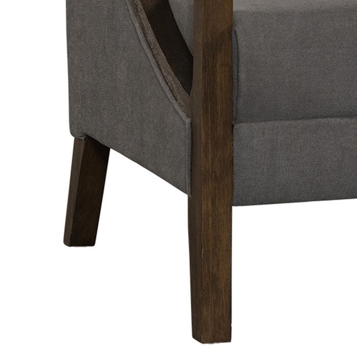 Hopkins Chair w/Brown Arm Columbia Charcoal