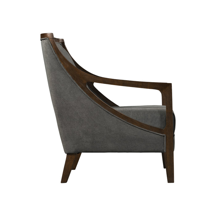 Hopkins Chair w/Brown Arm Columbia Charcoal