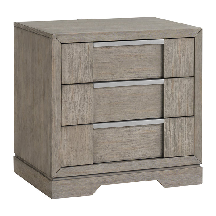 Kelis 3-Drawer Nightstand with USB in Grey