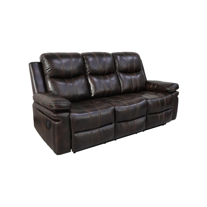 KELLEN SOFA W/DUAL RECLINER & DROP DOWN TRAY-BROWN