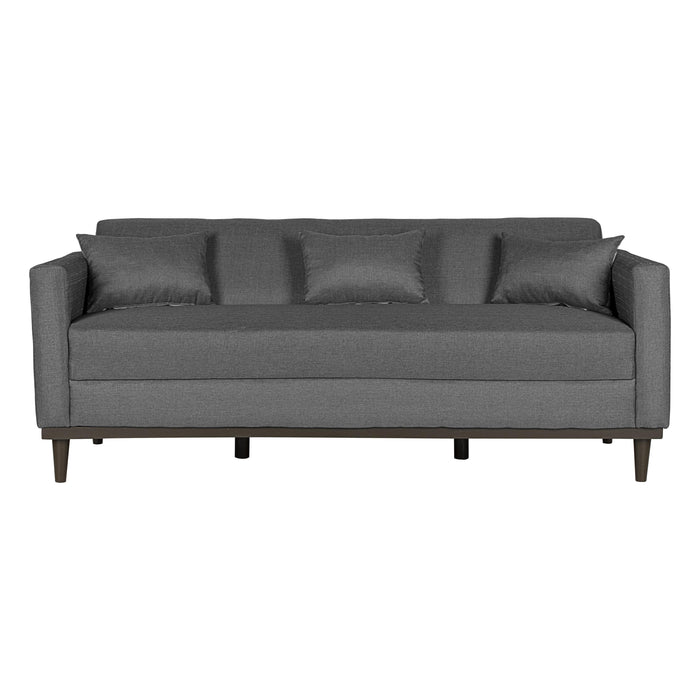 AIDEN SOFA W/3 THROW PILLOWS-SILVER GRAY