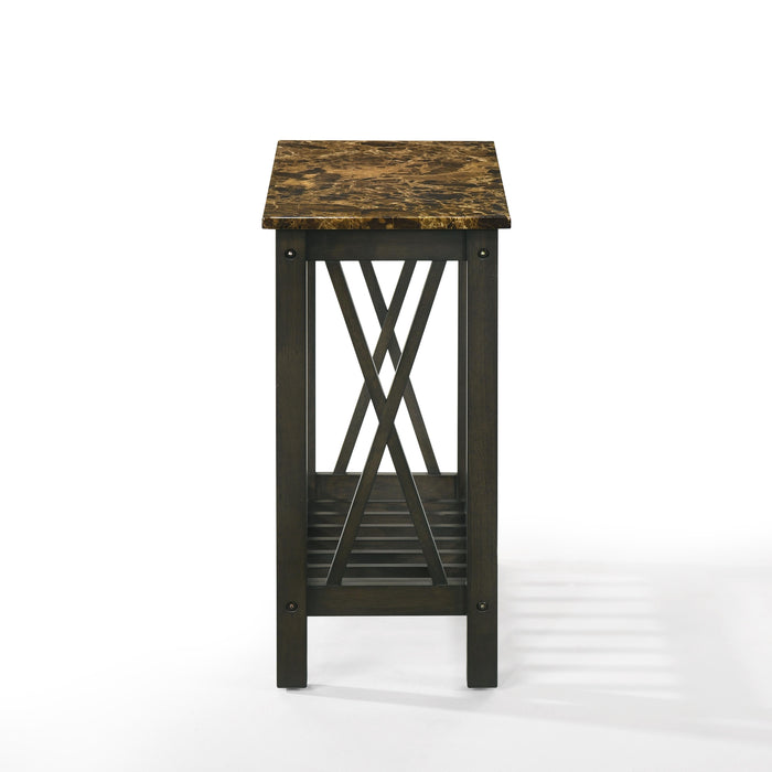 EDEN CHAIRSIDE TABLE-ESPRESSO W/FAUX MARBLE TOP