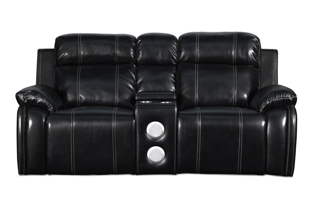 FUSION CONSOLE LOVESEAT W/SPEAKER & PWR FTRST-EBONY