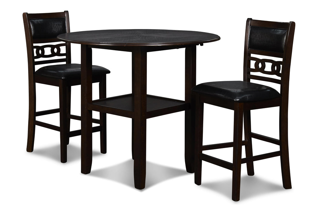 GIA 42" COUNTER  DROP LEAF TABLE W/2 CHAIRS-EBONY