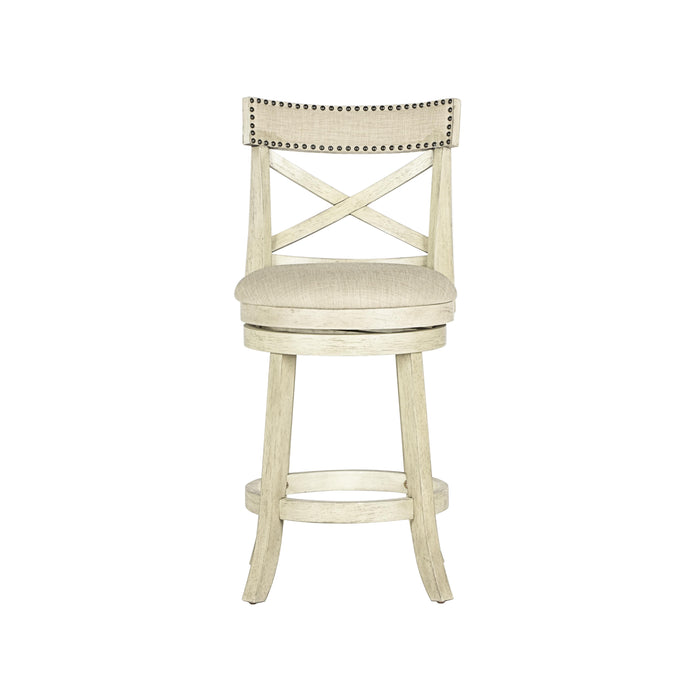 YORK 24" COUNTER STOOL-ANT WHITE W/FABRIC SEAT