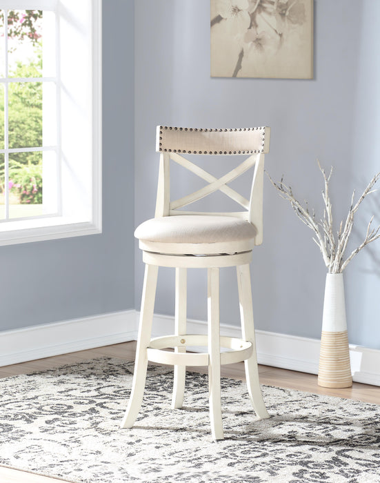 YORK 29" BAR STOOL-ANT WHITE W/FABRIC SEAT