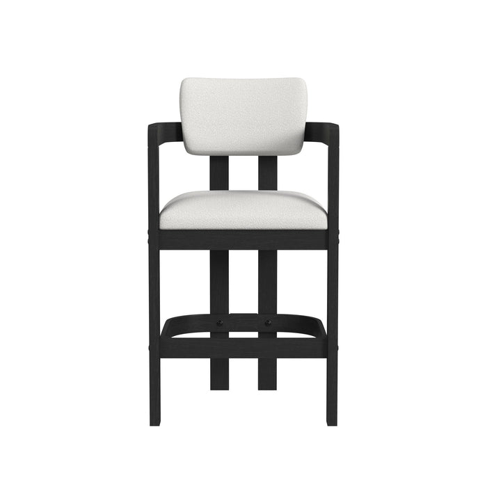 Portland Arm Barstool with White Fabric in Black (2 Per Carton)