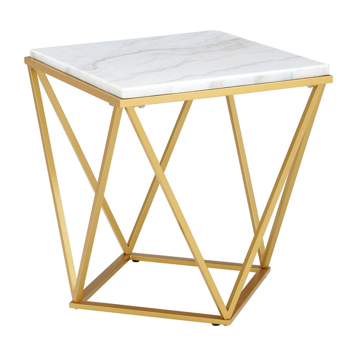 Riko 2PC Occasional Table Set in Gold-Coffee Table & End Table