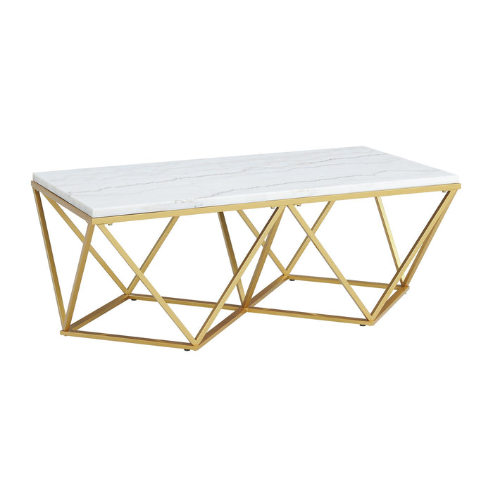 Riko 2PC Occasional Table Set in Gold-Coffee Table & End Table
