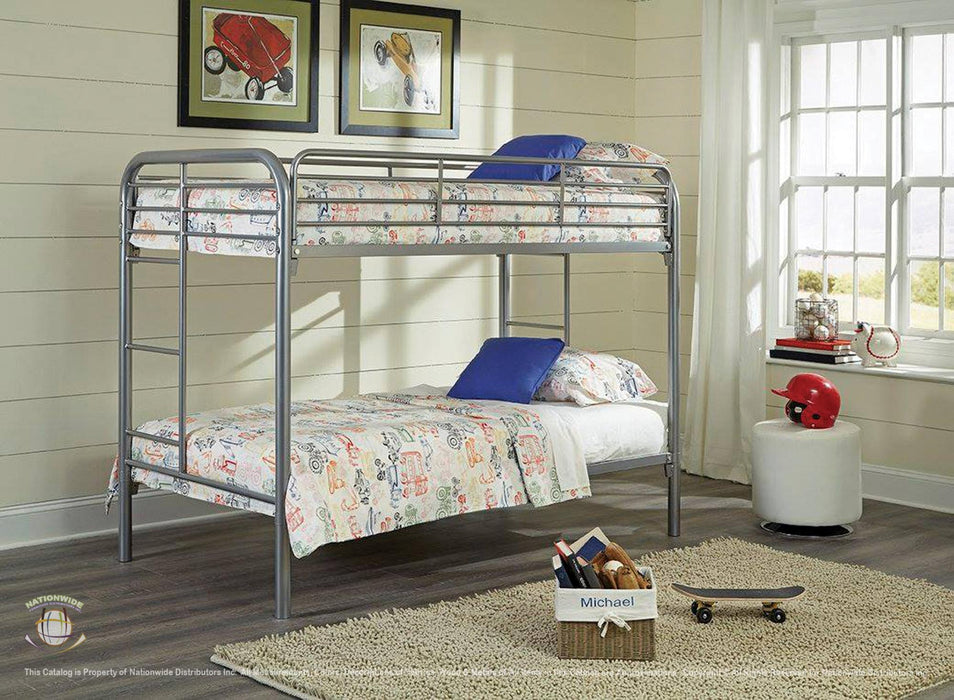 TWIN / TWIN GREY TUBULAR METAL BUNKBED - S480