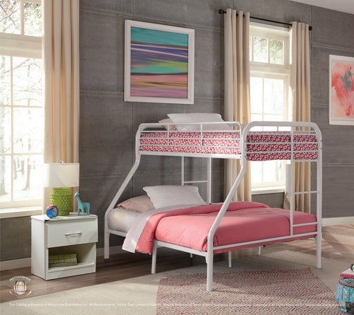 NATIONWIDE TWIN / FULL WHITE TUBULAR METAL BUNKBED - S494 image