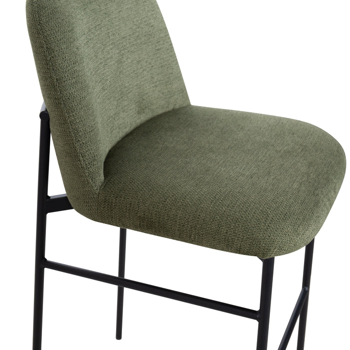 Erik Bar Chair W/ Black Metal Frame- Green (2 Per Carton)