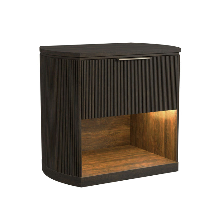Sylvie 1-Drawer Nightstand with Touch Light in Dark Brown LED
