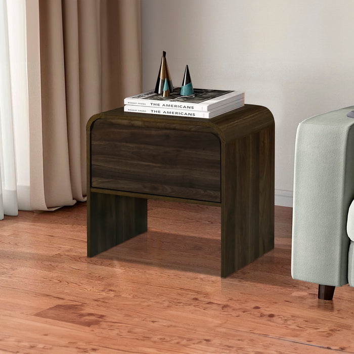 Mara One Drawer End Table / Bedside Table-Walnut