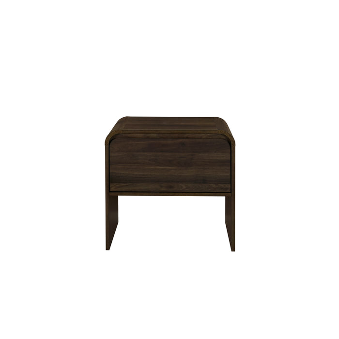 Mara One Drawer End Table / Bedside Table-Walnut