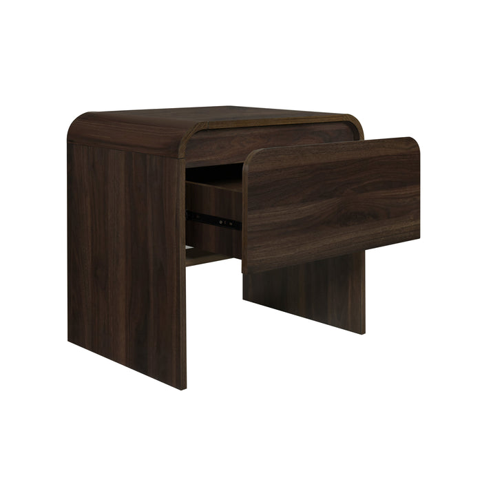 Mara One Drawer End Table / Bedside Table-Walnut