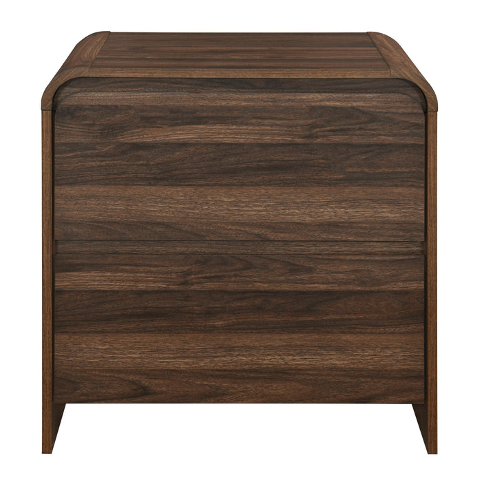 Mara Two Drawer End Table / Bedside Table-Walnut