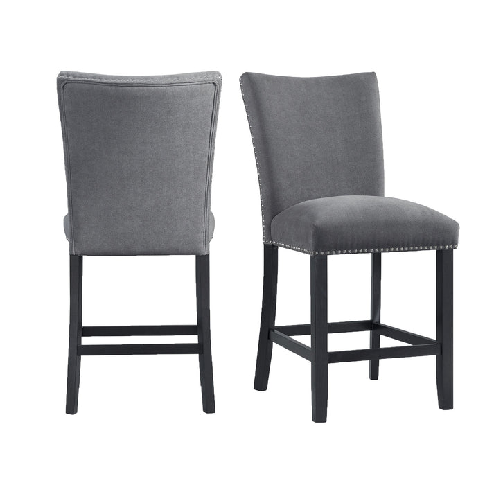 Tuscany Counter Linen Nailhead Side Chair (2 Per Pack) - Charcoal