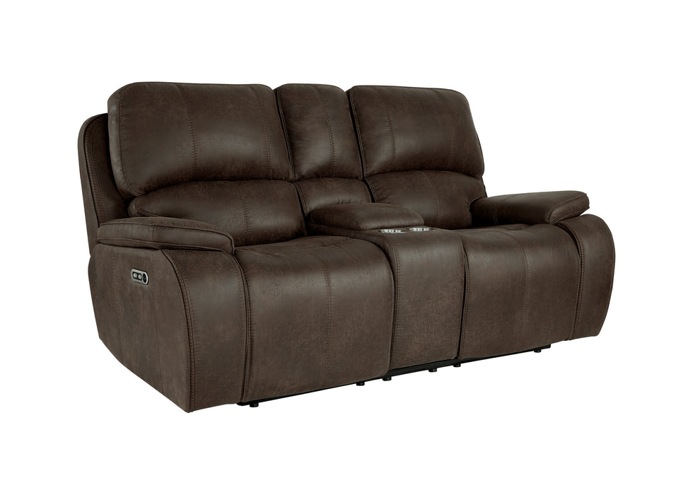 Brookings Console Loveseat W/Pwr Hr & Fr-Brown