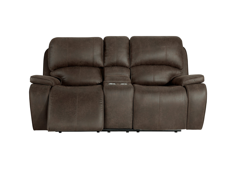 Brookings Console Loveseat W/Pwr Hr & Fr-Brown