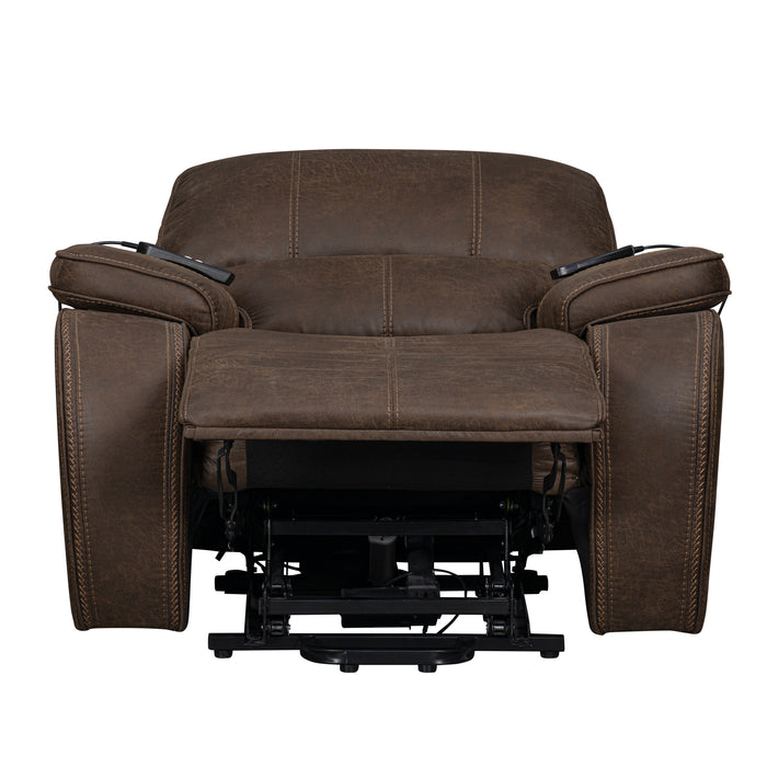 Brookings Power Lift Recliner W/ Heat & Massage-Brown