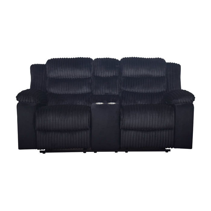 Willow Console Loveseat W/ Dual Recliners-Black