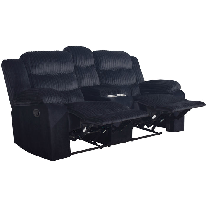 Willow Console Loveseat W/ Dual Recliners-Black
