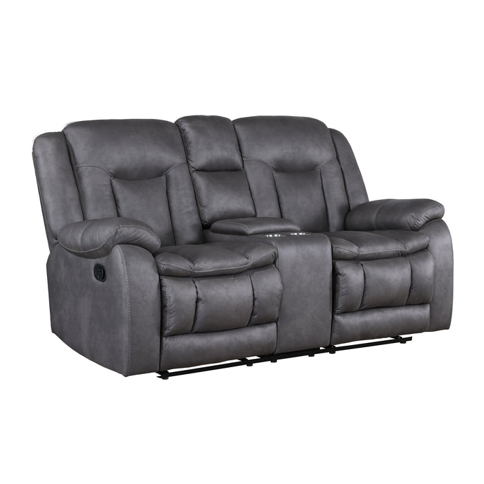 Morello Console Loveseat W/ Dual Recliners-Gray