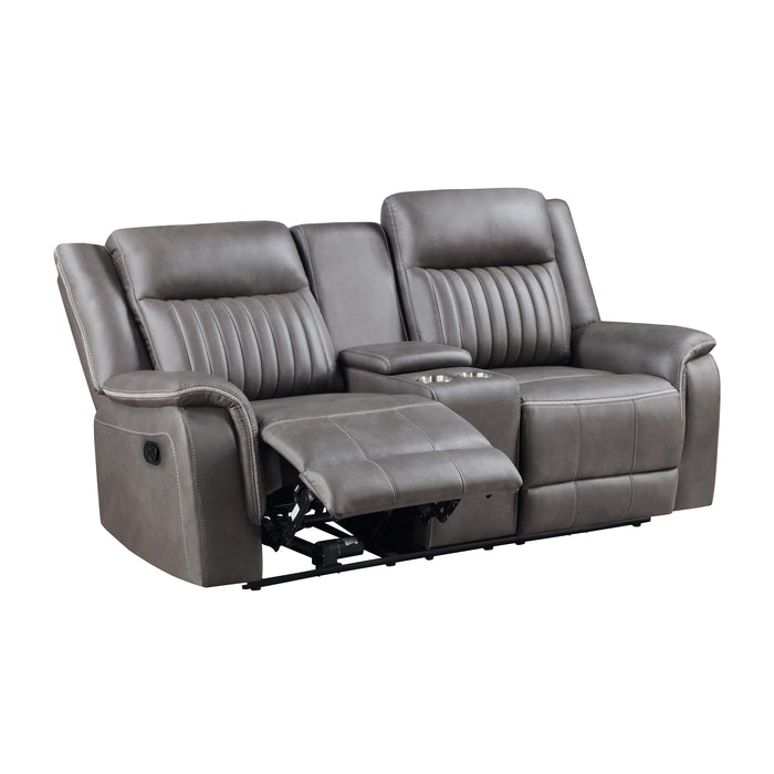 Enzo Console Loveseat W/ Dual Recliners--Gray