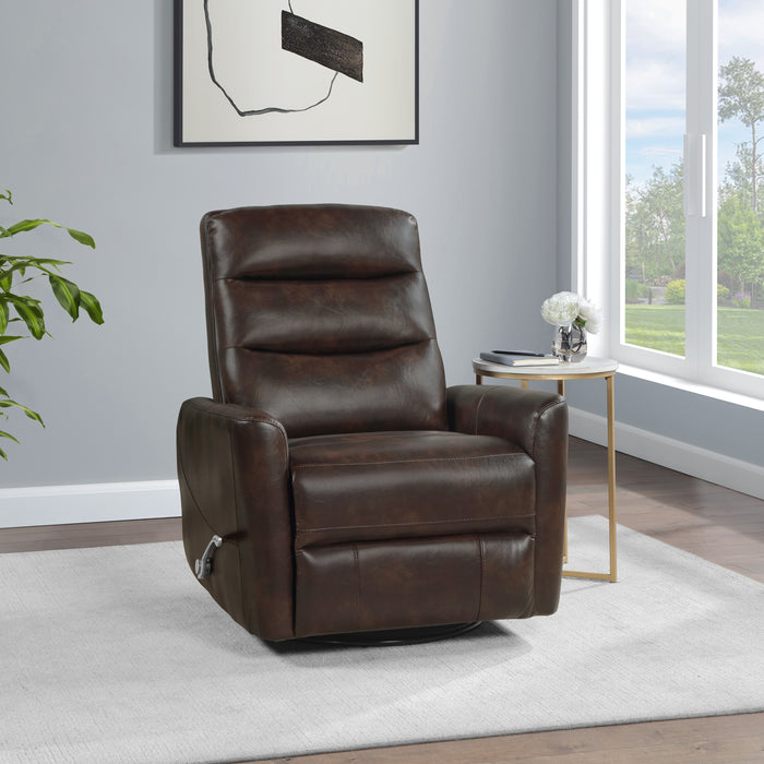 Takami Swivel Recliner-Brown Vegan Leather