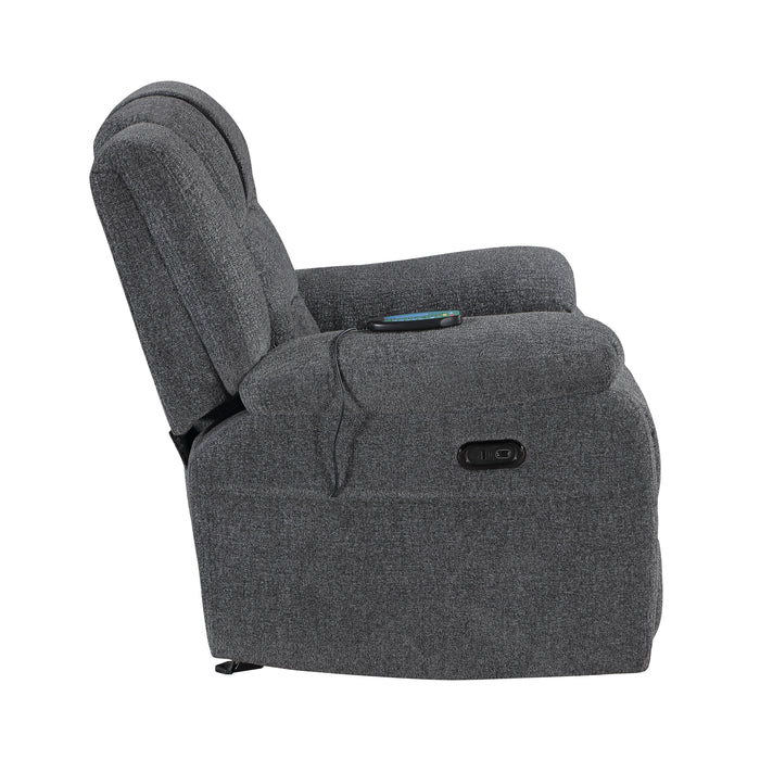 Redondo Glider Recliner W/Heat, Massage, Pwr Fr -Dk Gray