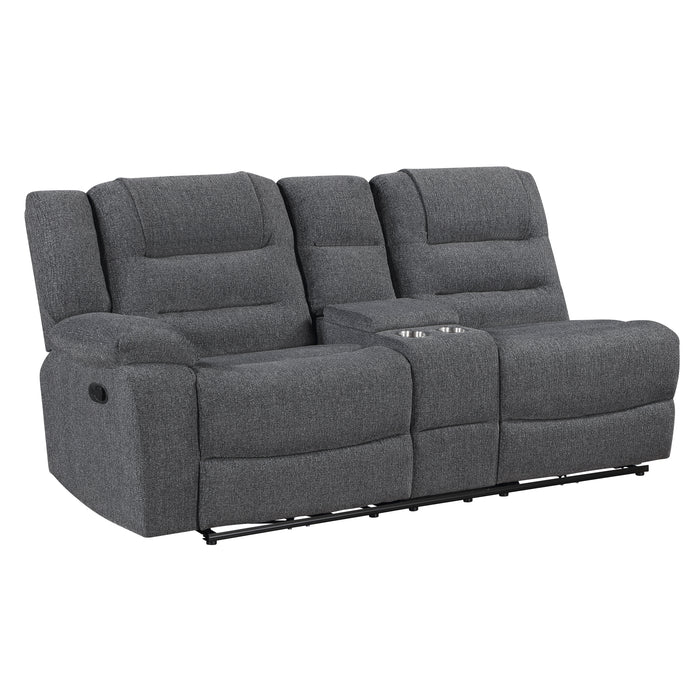 Redondo Laf Console Loveseat W/ 2 Recliners-Dk Gray