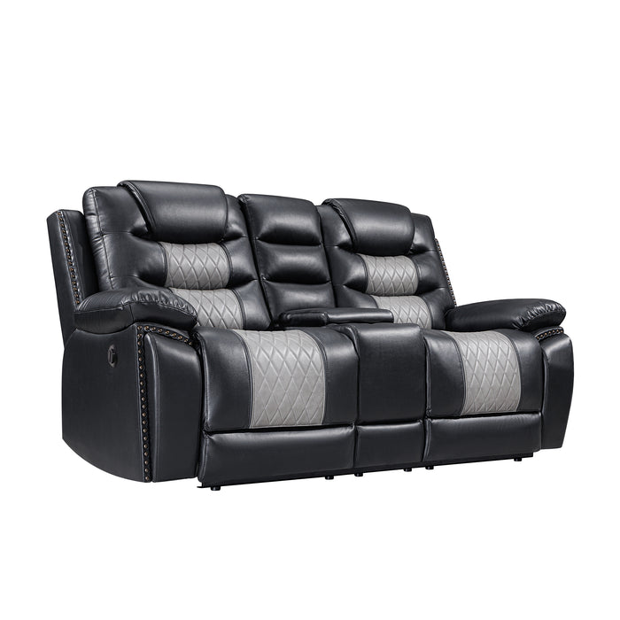 Nikko Console Loveseat W/Pwr Fr-Black/Gray