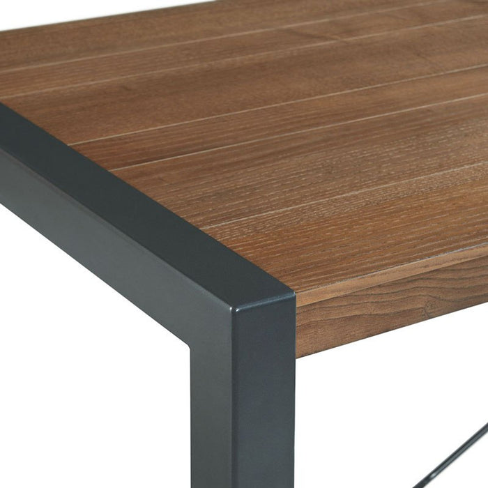Elements International Industrial Dining Table in Gunmetal and Brown