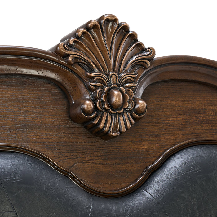 Cadenza UPH Bedroom Set with Black PU in Brown