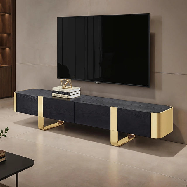 Leknes TV Stand Black w/ Gold Frame