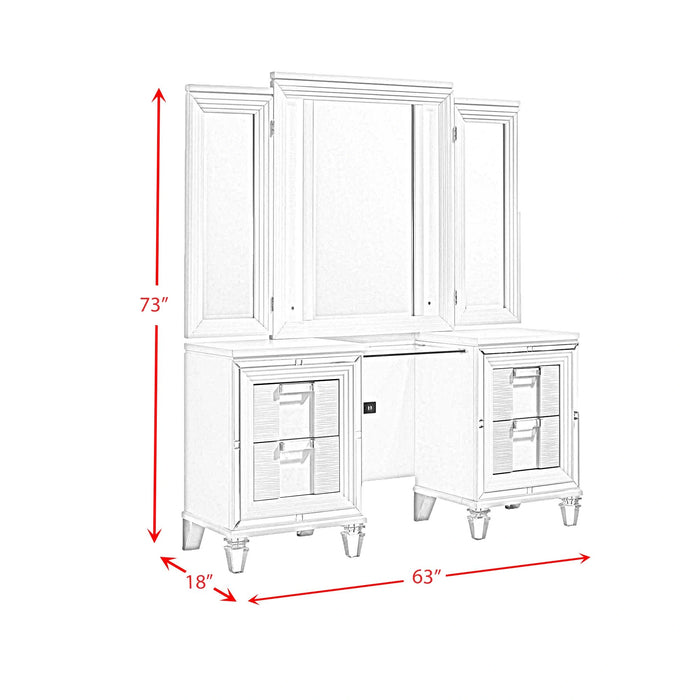 Twenty Nine Dressing Set w/LED & USB Plug in White with Stool
