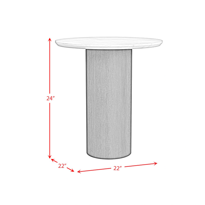 Sylvie Occasional Table Set with White Faux Marble Top and Base