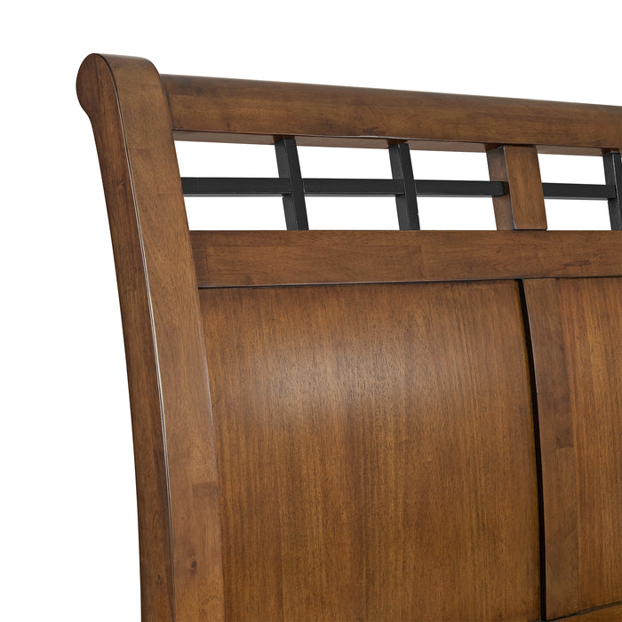 Gage Sleigh Storage Bed in Chestnut