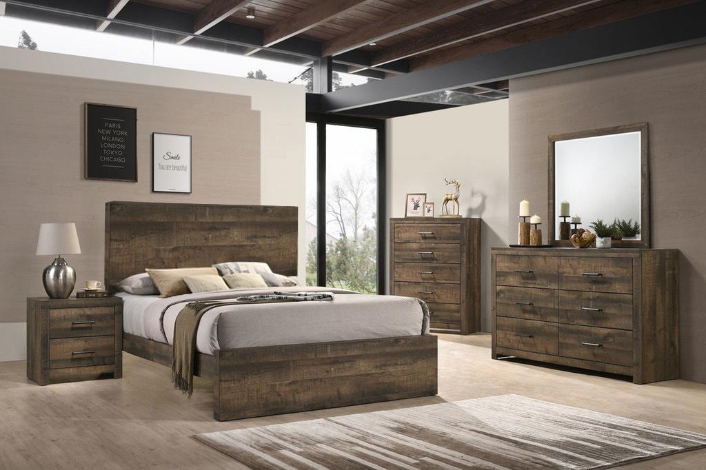 Elements International Bailey Twin Panel Bed in Warm Walnut