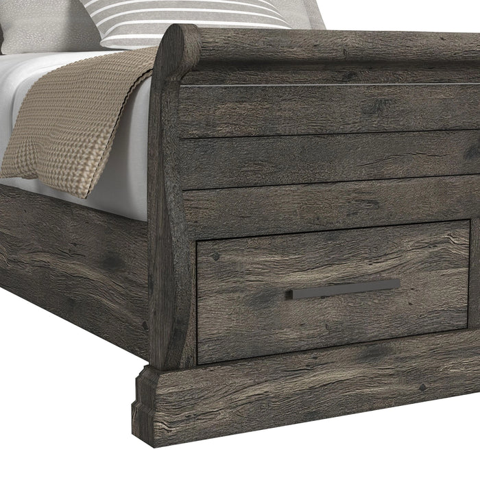 Park Ridge Sleigh Storage Bedroom Set in Charcoal