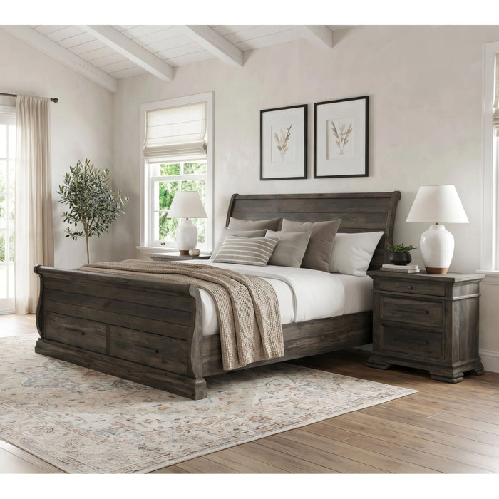 Park Ridge Sleigh Storage Bedroom Set in Charcoal
